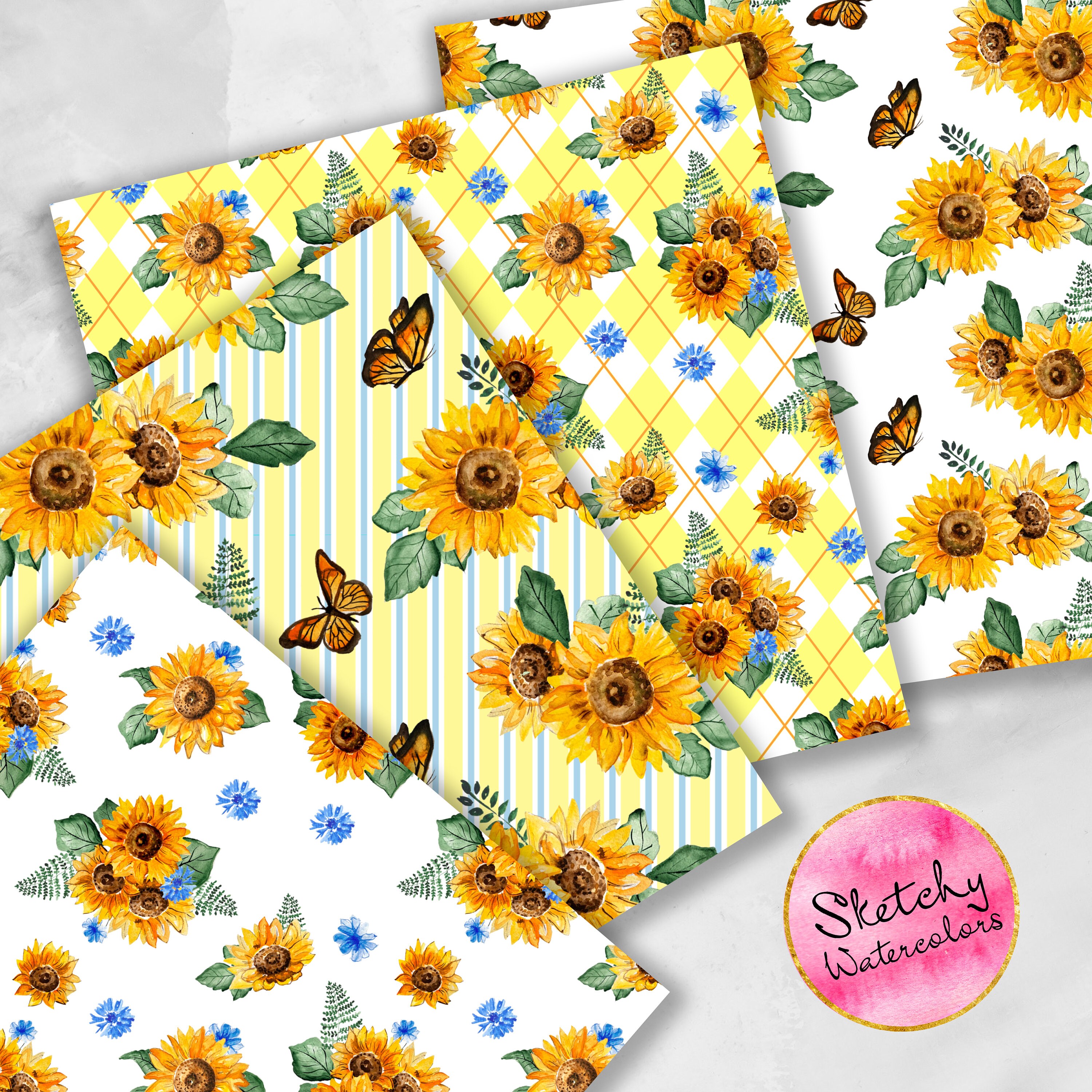 Sunflower Paper Sunflower Pattern Sunflower Seamless Paper - Etsy