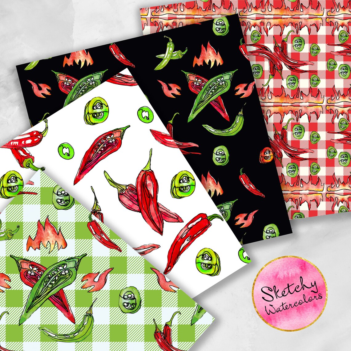 Chilli Chilli Digital Paper Chilli Paper Chilli Papers Etsy