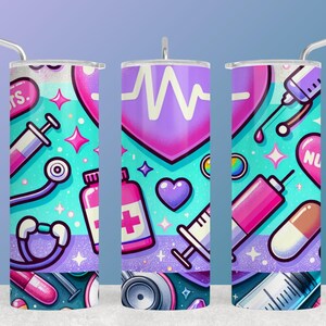 Nurse Tumbler Wrap for Medical Professional, Nurse Life 20oz Skinny Tumbler Sublimation Design, Healthcare Tumbler Wrap PNG, Medical Design