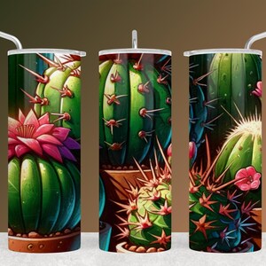 Cactus 20oz Skinny Tumbler Sublimation Design, Tumbler Wrap for Succulent Lovers, Plant Lover Tumbler Wrap PNG, Cactus Tumbler Design