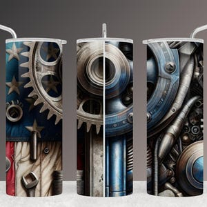 Steampunk Tumbler Wrap for Gear Lovers, Industrial 20oz Skinny Tumbler Sublimation Design, Steampunk Tumbler Wrap PNG, Gearhead Design