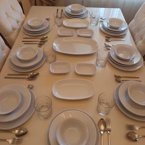 Modern and Elegant White Dinner Set Break Resistant 38 Pcs 8 Serving Dinnerware Plates Bowls Trays