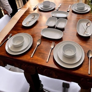 Modern White Dinner Set Break Resistant 18 Pcs 4 Serving Dinnerware Plates