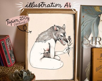 A4 Art Print • Illustration/Wall Decoration: “She-wolf” (Print on Satin Paper)