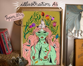 A4 Art Print • Illustration/Wall Decor: "Spring" (Print on Satin Paper)