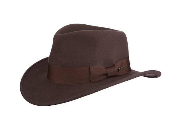 Chapeau Fedora Indiana Jones Style 100% laine avec ruban -  France