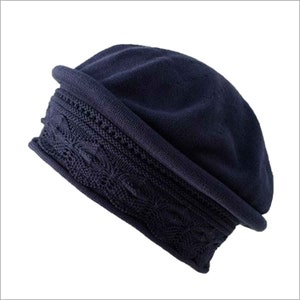 Cotton Handmade Knit Pointelle Beret Topper,Style#30014