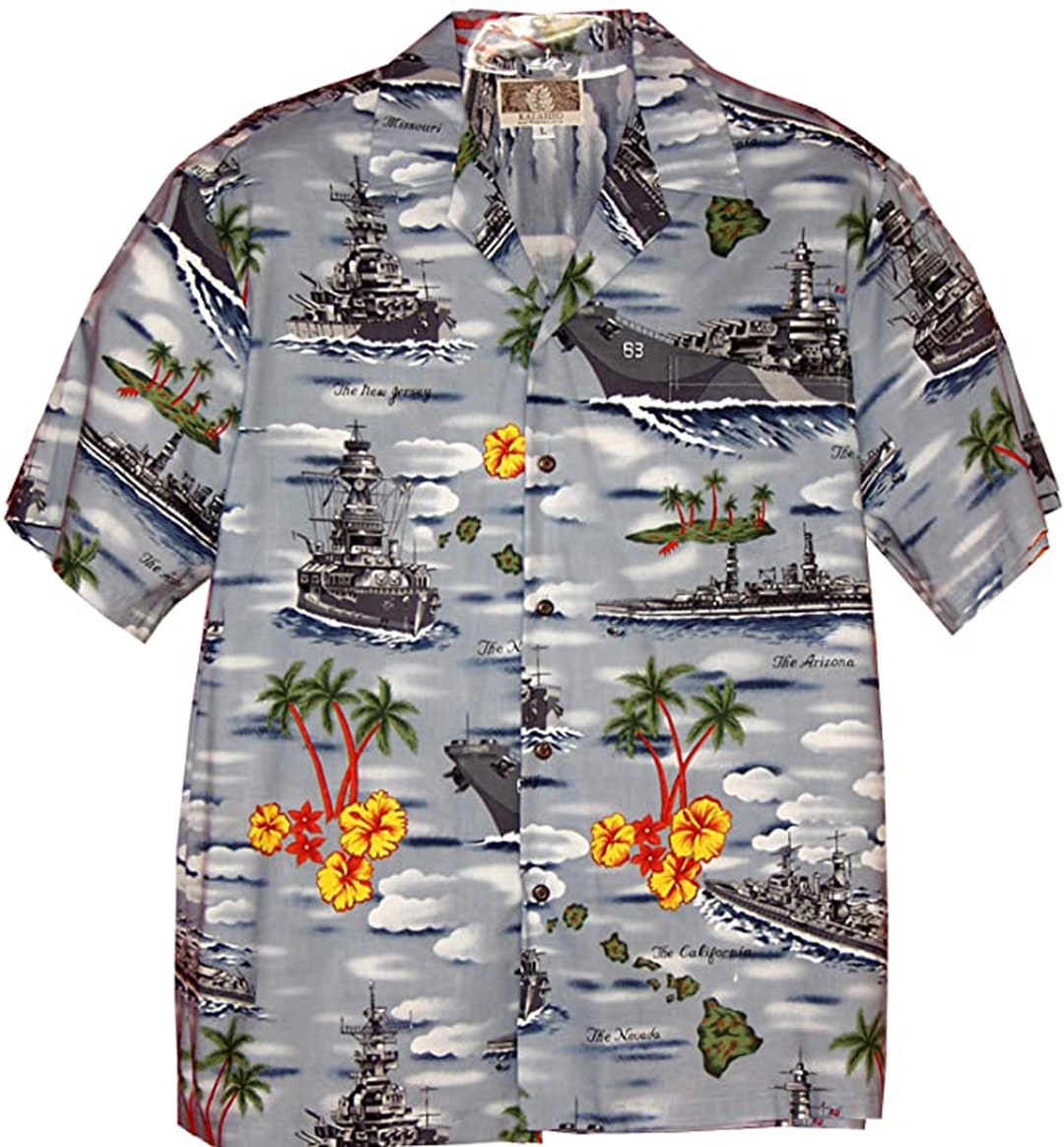 KALAHEO Men's Battleship Hawaiian Shirt, Stylecrk577 Etsy