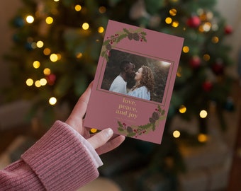 Love, Peace & Joy Christmas Card Template, Editable Christmas Cards, Digital Download, Printable Christmas Cards