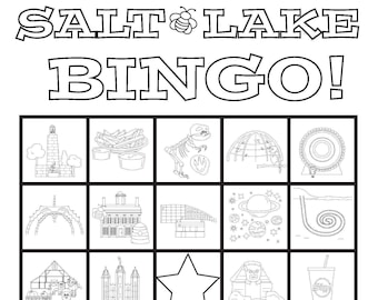 Bingo à Salt Lake City ! Enfants de voyage dans l'Utah, jeux de vacances, jeux de voyage, SLC, idées de voyage dans l'Utah, téléchargement numérique instantané, chasse au trésor