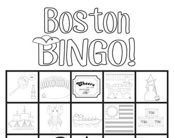 Boston Bingo! Family Games, Kids Travel Activity, Instant Download