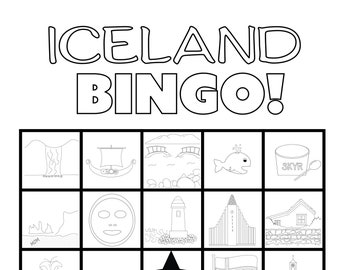 Iceland Bingo! Travel Games Family Activies Instant Download