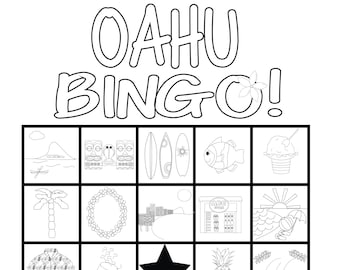 Oahu Bingo ! Voyage à Hawaï, jeux pour enfants, activité familiale, téléchargement immédiat