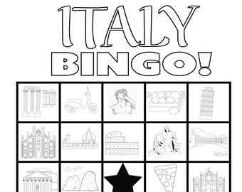 Italie Bingo ! Liste de seaux, chasse au trésor, jeu de voyage, activités pour enfants en Europe, téléchargement immédiat