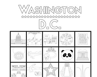 Washington DC Bingo! Instant Download-  bucketlist, vacation gift Family Games, Experience gift, Travel Activities for Kids