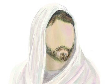 Téléchargement numérique d’œuvres d’art de Jésus. Art chrétien minimaliste art moderne LDS pour les enfants. Portrait pacifique du Sauveur. Viens et suis-moi
