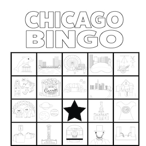 Chicago Bingo! Download instantâneo - Jogos para a família, atividades de viagem para crianças, lista de desejos de Chicago, caça ao tesouro de Chicago