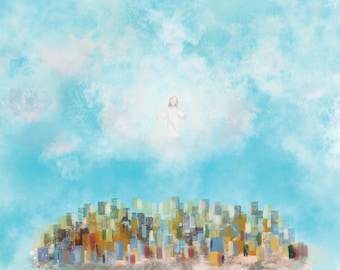 Téléchargement numérique de l'oeuvre de Jésus. Art chrétien minimaliste art LDS moderne pour les enfants. Christ des cieux. Viens, suis-moi