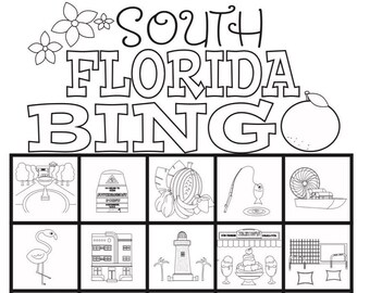 Bingo à Miami| Bingo du sud de la Floride, enfants, jeux de vacances, jeux de voyage, Miami, plage, téléchargement numérique instantané, chasse au trésor, liste de souhaits