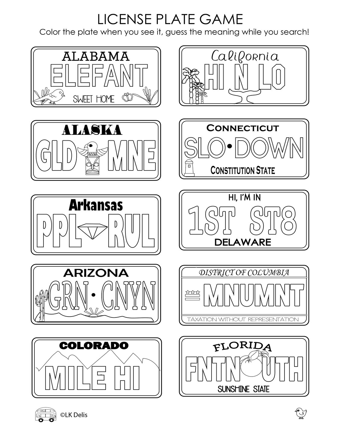 License Plate Game Instant Download Travel Games, Car Games, Roadtrips