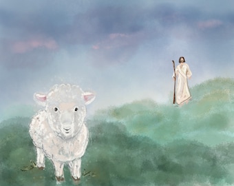 Bon Pasteur | Téléchargement numérique des moutons perdus Téléchargement numérique des oeuvres d'art de Pâques. The one, 99 oeuvres d'art chrétiennes modernes pour enfants Come Follow Me New