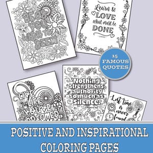 Positive and Inspirational Famous Quotes| Adult coloring, coloring for children, stress relief, instant download