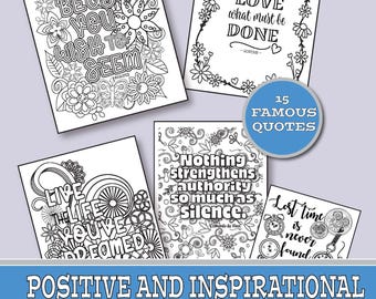 Citations célèbres positives et inspirantes | Coloriage adulte, coloriage pour enfants, soulagement du stress, téléchargement immédiat