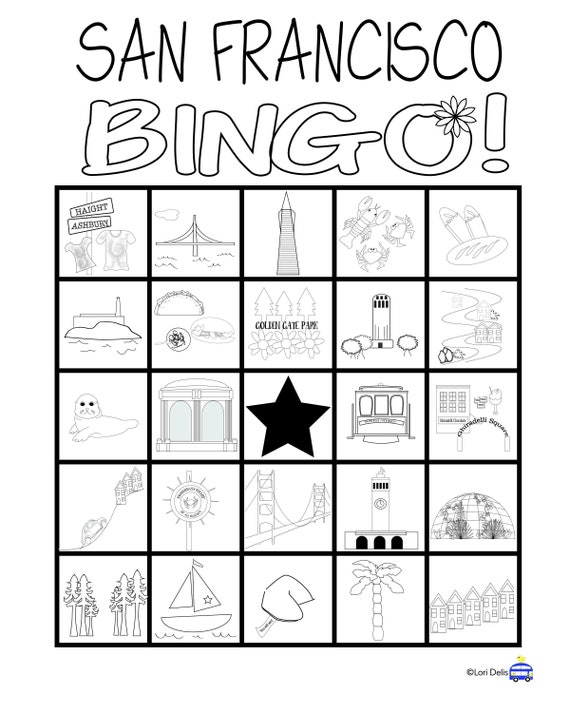 San Francisco Bingo Family Travel Games Kids Activities Etsy