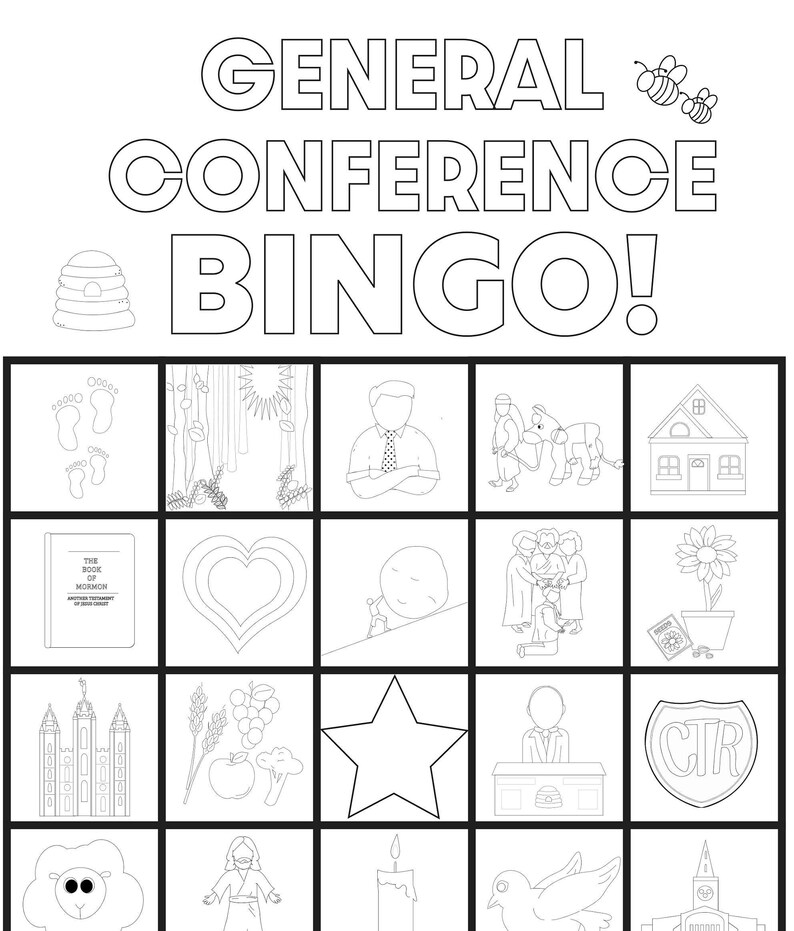LDS General Conference Bingo Digital Instant Download Etsy
