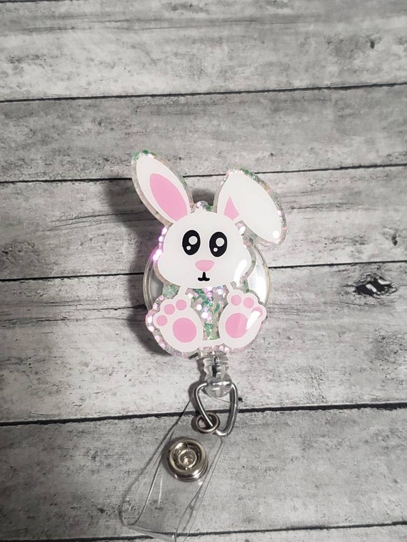 Cute Easter Bunny Retractable Badge Reel, Little Bunny Badge