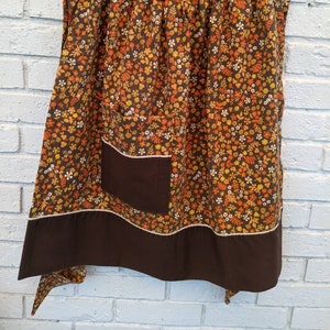 Upcycled 70s Floral Kitchen Apron: Vintage Earth Tone Cooking Apron