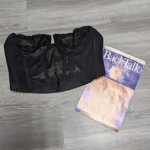 1980s Black Strapless Lace Bra: Vintage Smoothie Bustier 34C