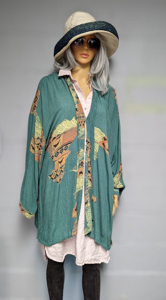 90s Southwestern Style Kimono Duster One Size Boho