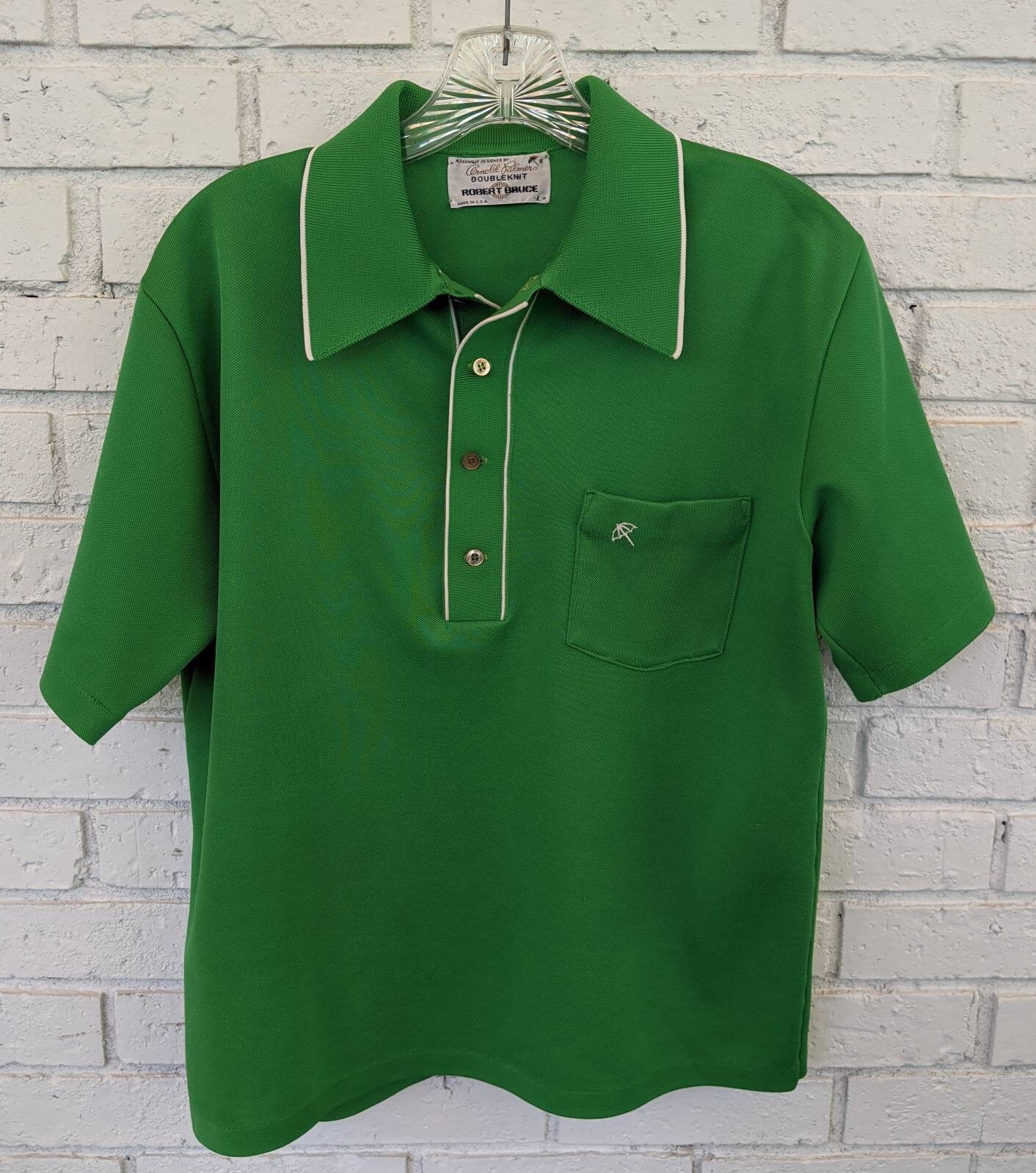 1960s Arnold Palmer Double Knit Golf Shirt Bright Green White | Etsy