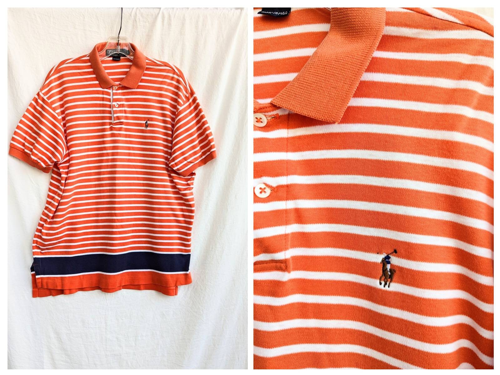 Vintage Polo by Ralph Lauren Orange and Blue Striped Cotton - Etsy
