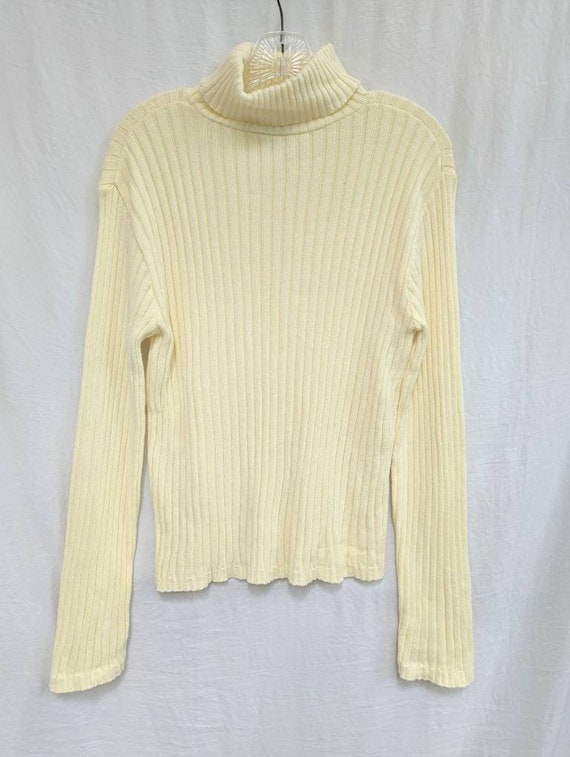 Vintage Women's Pale Yellow Cotton Ribbed Turtleneck. Size - Etsy