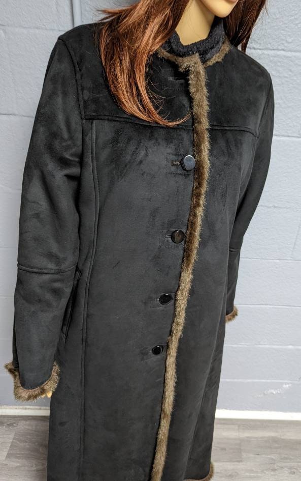 Utex Vegan Shearling Women's Maxi Coat. Black and - Etsy Canada
