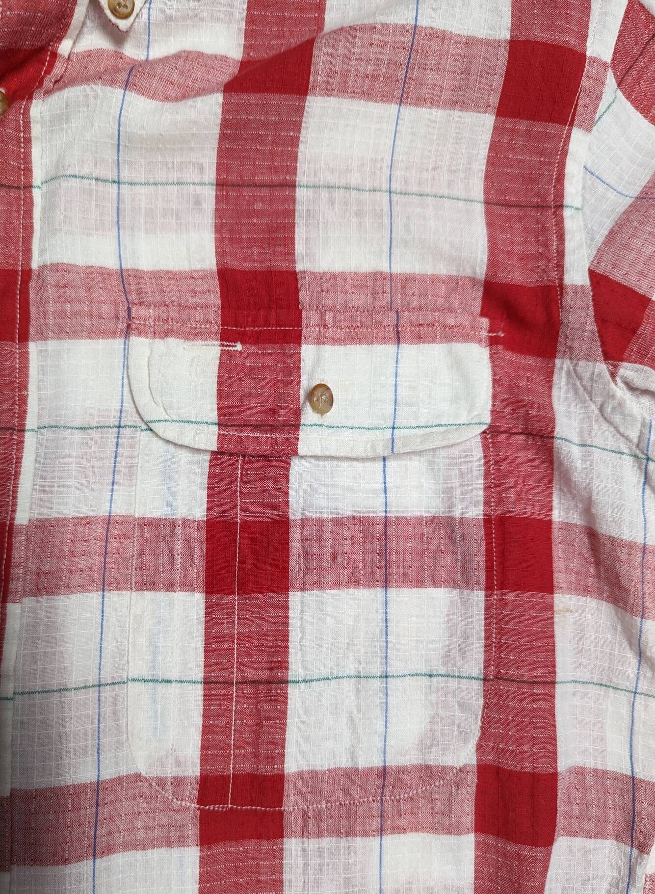 Vintage Allen Solly Island Cloth Men's Short Sleeve Shirt. Red Plaid, Button  Down Collar & Front Pen Pocket. 100% Cotton Size M. Retro 