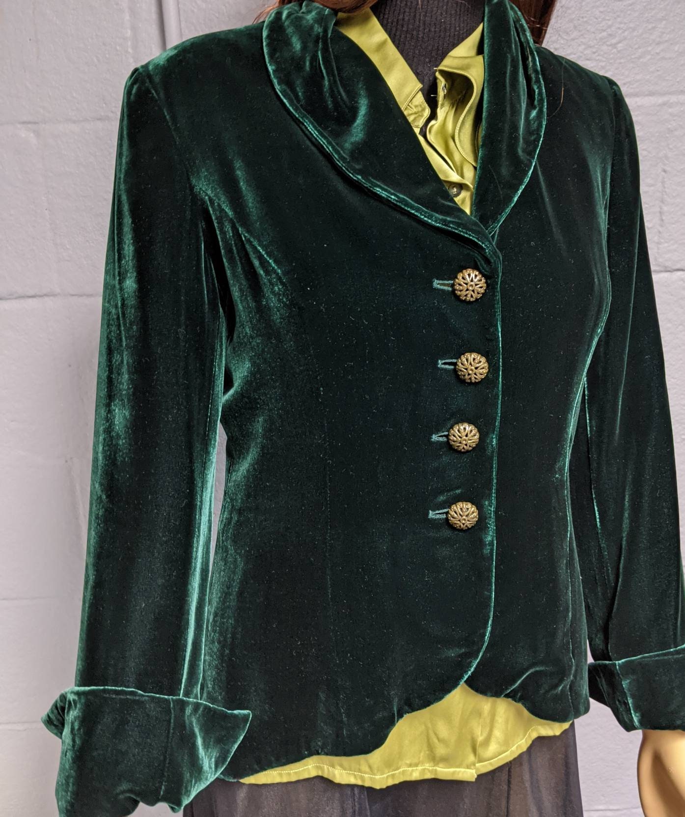 Gorgeous Emerald Green Rayon Silk Velvet Blazer Jacket | Etsy