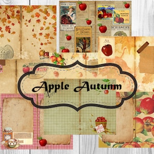 Apple Autumn Junk Journal Digital  Journal pages kit