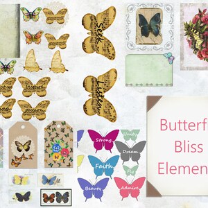 Butterfly Bliss Elements junk journal ephemera