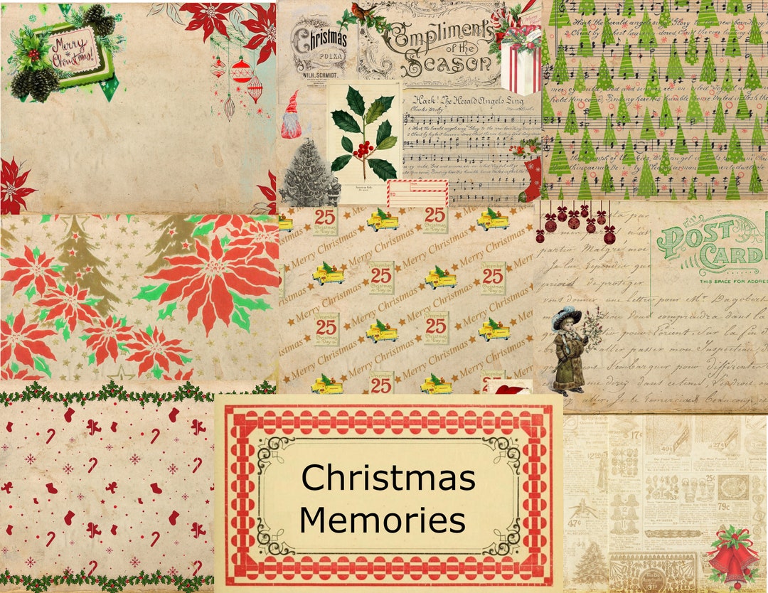 Christmas Memories Digital Paper Pack Junk Journal Kit - Etsy