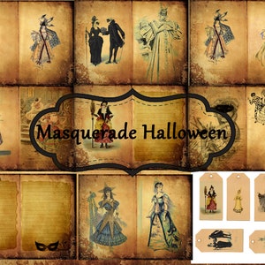 Masquerade Halloween Junk Journal digital kit