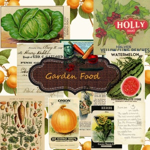 vintage Garden food digital emphemera pack