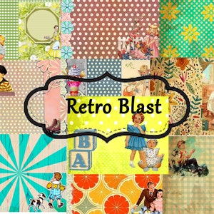 Retro Blast Paper Pack junk journal Mixed media collage