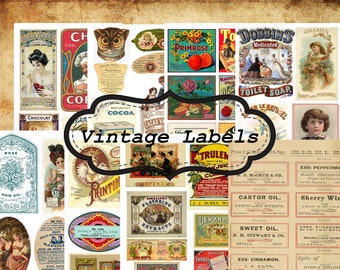 Vintage label emphemera for junk journals