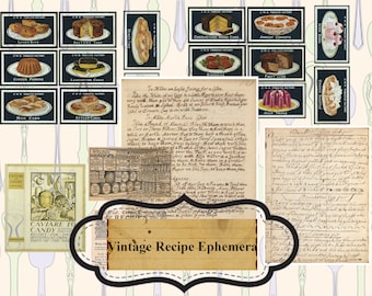 Vintage Recipe Ephemera Junk Journal digital