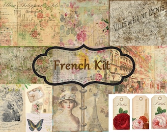 French kit Junk Journal Digital Kit