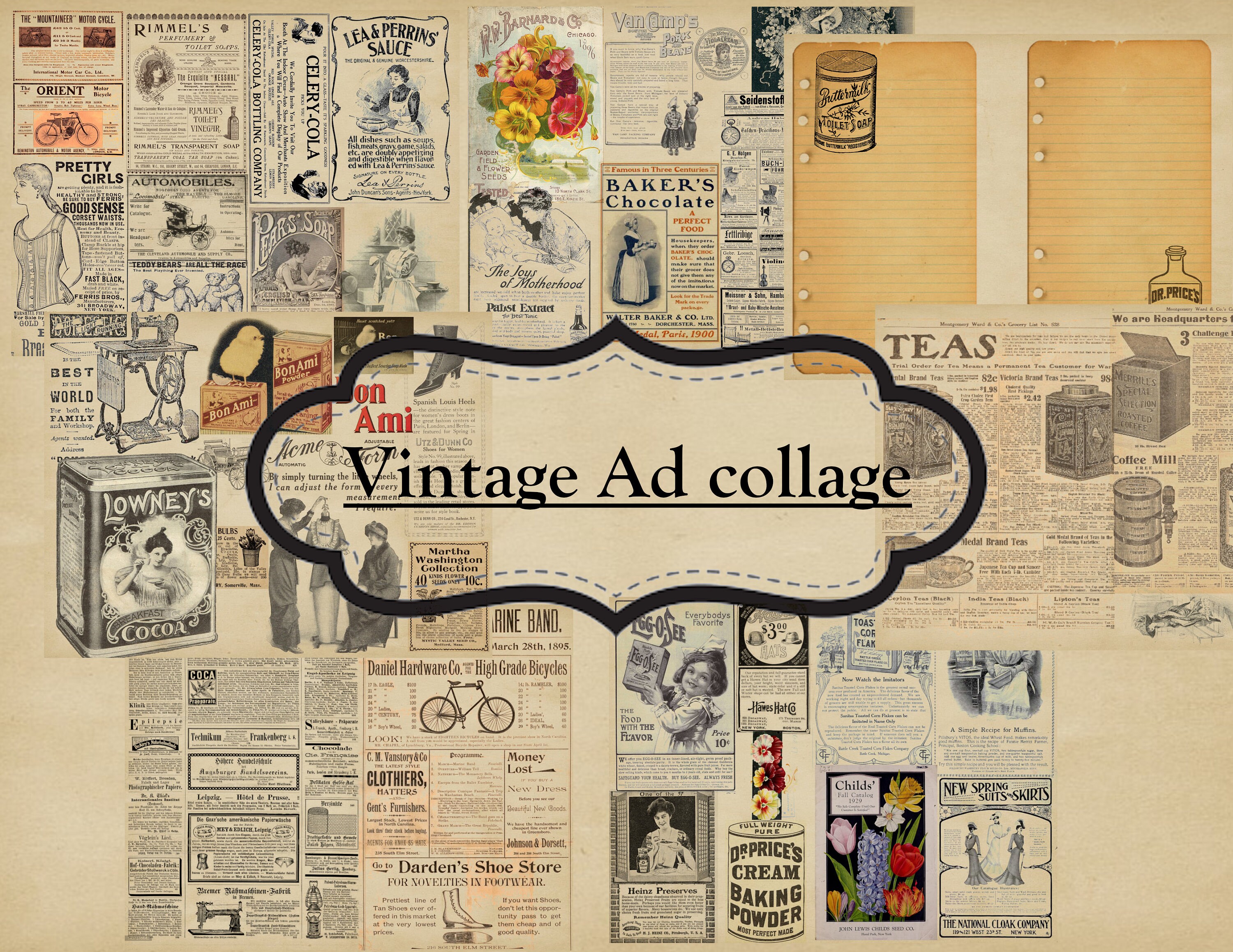 Vintage Ad Collage Junk Journal Kit - Etsy