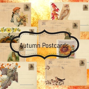Herbst Postkarten Junk Journal Ephemera